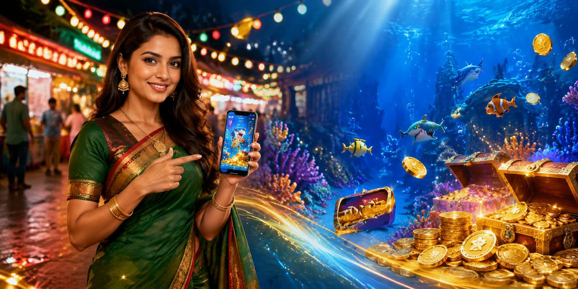 সিলেটে লাল-সবুজ নিয়ন আলোয় ফিশিং গেম খেলছেন একজন খেলোয়াড়